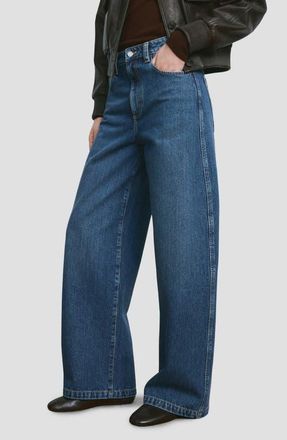 Mango Mid Rise Balloon Jeans in Dark Blue at Nordstrom, Size 10