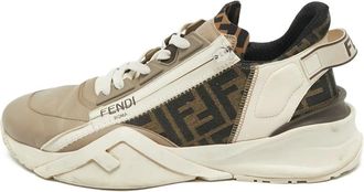 Fendi panelled-design sneakers - men - Fabric/Calf Leather/Fabric/Rubber - 44 - Neutrals
