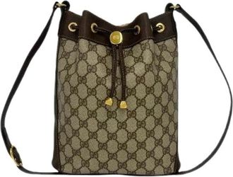 Gucci Bolso de hombro de lona GG de cuero Pre-owned - Pre-owned - Mujer - Marr&oacute;n - ONE SIZE