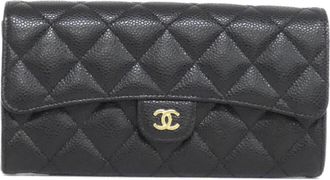 Chanel Grained Calfskin Long Wallet (Bi-Fold) (Pre-Owned)