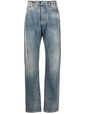 Maison Margiela distressed straight-leg jeans - men - Polyester/Cotton/Cotton - 26 - Blue