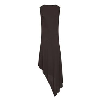 Alaia Asymmetric Bias-Cut Midi Dress - female - Ala&iuml;a - Midi Dresses - Brown - XS - Dresses