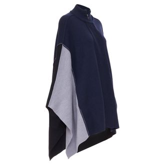 Chlo&eacute; Chloe colorblock visible stitch zip up knit poncho