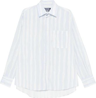 Jacquemus Gestreepte Hemd met Borstzak - Heren - Casual Overhemden - Blauw - L - Nylon - Overhemden