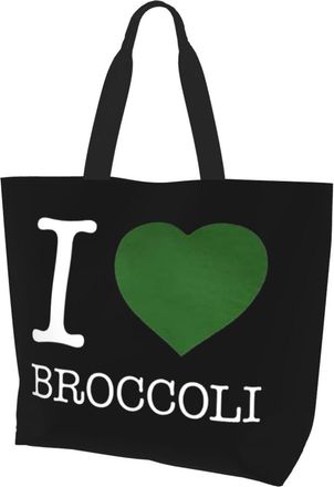 AOOEDM I Love Broccoli Ladies Canvas Tote Reusable Shopping Bag