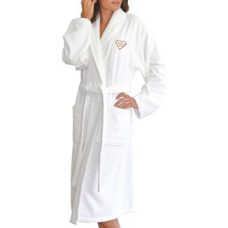 Linum Home Textiles M&egrave;lange I Love You Mom Embroidered White Terry Bathrobe at Nordstrom Rack, Size Large/x-Large