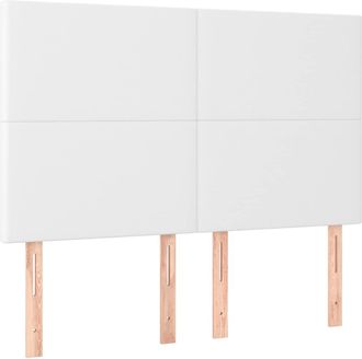 vidaXL Cabecero Con Luces Led Cuero Sint&eacute;tico Blanco 144x5x118/128 Cm Vidaxl