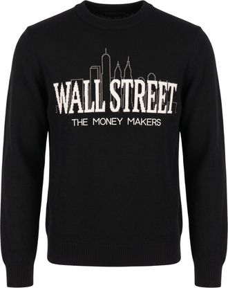 MC2 Saint Barth Black Wool-Blend Wall Street Crewneck Sweater