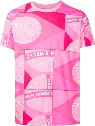 Amir Slama patchwork flag-print T-shirt - unisex - Cotton - XGG - Pink