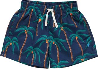 Pink Chicken Mens Palm Tree Swim Shorts In Navy