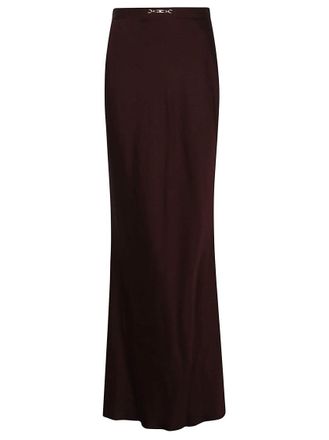 Elisabetta Franchi Maxi Skirt In Acetate Blend With Flared Hem