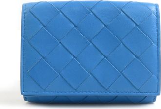 Bottega Veneta Blue Leather Wallet (Tri-Fold) (Pre-Owned)