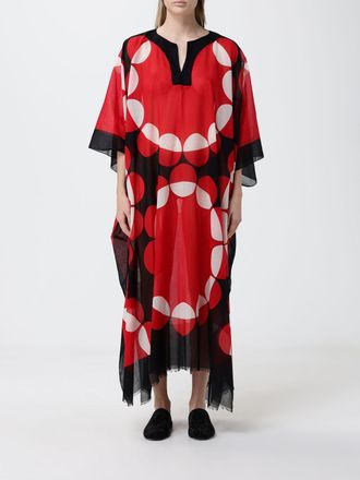 Dries Van Noten Abito a caftano in cotone con stampa optical