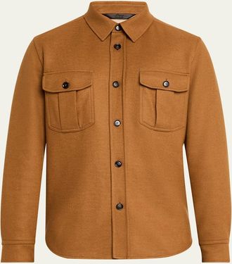 Brioni Mens Wool and Cashmere Double-Face Overshirt