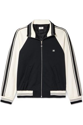 Celine Logo-Embroidered Striped Tech-Jersey Track Jacket