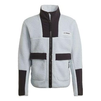 adidas Terrex Outdoor logo Sports Fleece Stand Collar Jacket Light Blue GI7381