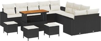 vidaXL Garden Sofa Set Height-Adjustable 14 pcs Black Poly Rattan Vidaxl