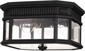 Loops Outdoor IP44 2 Bulb Flush Light Black LED E27 60W Bulb Outside External