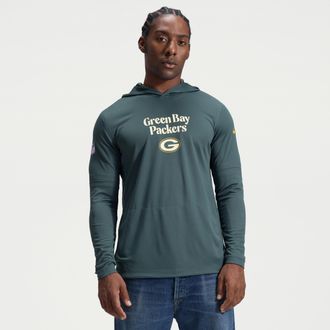 Nike Green Bay Packers Rivalries Collection Sideline Nike Mens Dri-FIT NFL Long-Sleeve Hooded Top in Green | 03B933X7T-DMX
