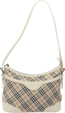 Burberry Nova Check Beige Canvas Shoulder Bag (Pre-Owned)