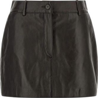 P.A.R.O.S.H. Maciock 26 Mini Rok - Dames - Leren & Su&egrave;de rokken - Bruin - M - Leer - Rokken
