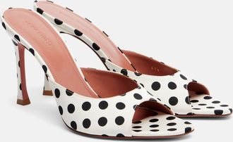 Amina Muaddi Alexa 95 polka-dot satin mules