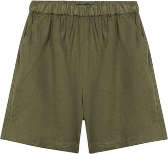 Brooks Brothers Heavy Linen Shorts - Dames - Korte Broeken - Groen - XS - Linnen - Korte Broeken