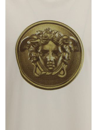 Versace Mens T-Shirt Cotton Jersey Dirty White T-Shirts And Polos