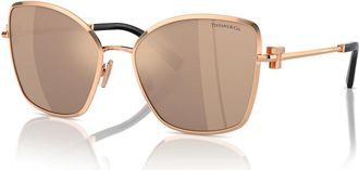 Tiffany & Co. Ros&eacute;goud/bruinroze zonnebril - Dames - Zonnebrillen - Geel - 58 MM - Accessoires