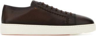 Santoni Dark Brown Leather Sneakers