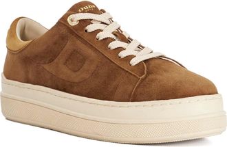 Dune London Ladies Eden Flatform Lace-Up Trainers Size UK 5 Flat Heel Suede Brown