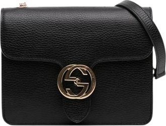 Gucci Pre-owned Flap Crossbody Bag - Dames - Vintage Schoudertas - Zwart - ONE Size - Leer - Vintage