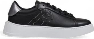 Furla Schoenen, Dames, Zwart, 37 EU, Leer, Zwarte leren studs sneakers