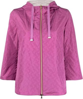 Herno Omkeerbaar jack met monogramprint - Dames - Zomerjassen - Roze - XL - Polyester - Jassen