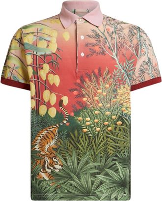 Etro graphic-print ombr&eacute; polo shirt - men - Cotton - L - Green