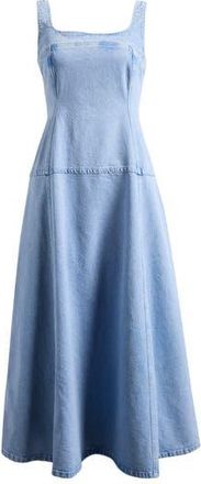 Topshop Sleeveless Drop Waist Denim Midi Dress in Light Blue at Nordstrom Rack, Size 2 Us (Fits Like 0)