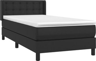 vidaXL Cama Box Spring Con Colch&oacute;n Cuero Sint&eacute;tico Negro 90x190 Cm Vidaxl