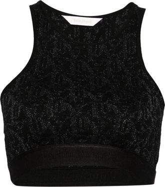 Palm Angels Black Monogram-jacquard Crop Top