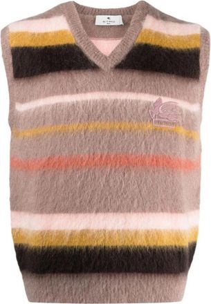 Etro Gestreept Gebreid Vest - Heren - Spencers - Veelkleurig - L - Wol - Truien & Vesten