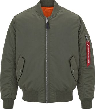 Alpha Industries Sage Green Ribbed Trim Padded Bomber Jacket