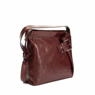 Gianni Conti Italian Leather Vera Shoulder Bag - Brown Womens Medium Cowhide Leather Handbag with Adjustable Strap & Internal Zip Pocket - Classic Everyday Shoulde