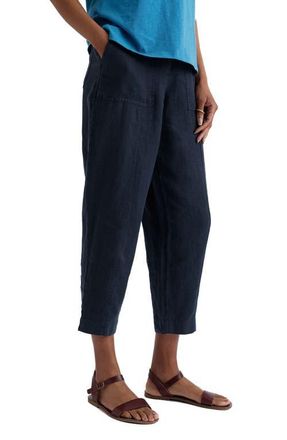 Seasalt Cornwall Saltings Cropped Linen Pants in Maritime at Nordstrom, Size 18 Us