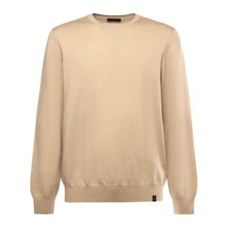 Fay Round-neck Knitwear, male, Beige, Size: 2XL Round-neck Knitwear