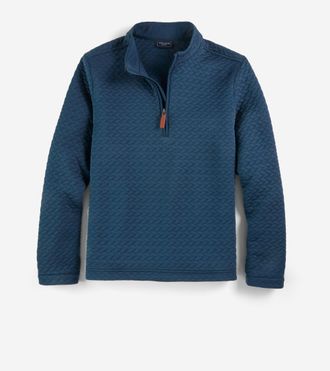 Cole Haan Mens Last Stitch Quarter Zip - Blue Size Medium