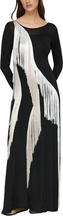 Lafayette 148 New York Embroidered Fringe Knit Maxi Dress