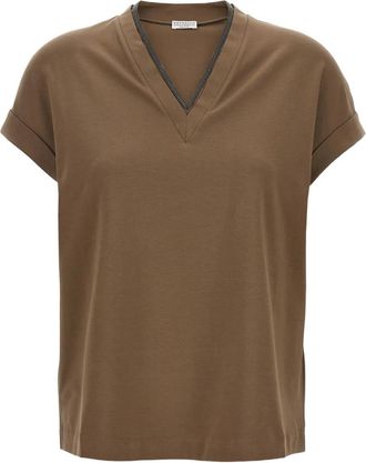 Brunello Cucinelli T-shirt Monile - Marrone