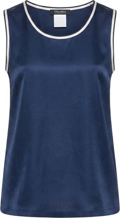 Max Mara Tops, Dames, Blauw, S, Satijn, Pan Tank