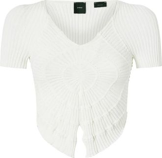Pinko Witte Sunray Cropped Sweatshirt - Dames - V-hals truien - Wit - XS - Truien & Vesten