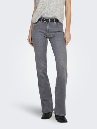Only Bootcut-Jeans ONLY ONLBLUSH MID WAIST FLARED DNM REA1099, Damen, Gr. XL, L&auml;nge 32, grau denim, Denim/Jeans, Obermaterial: 92% Baumwolle, 6% Elastomult