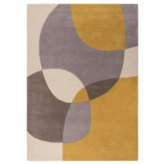 Flair Rugs Alfombra de lana amarillo, gris y beige 200x290cm